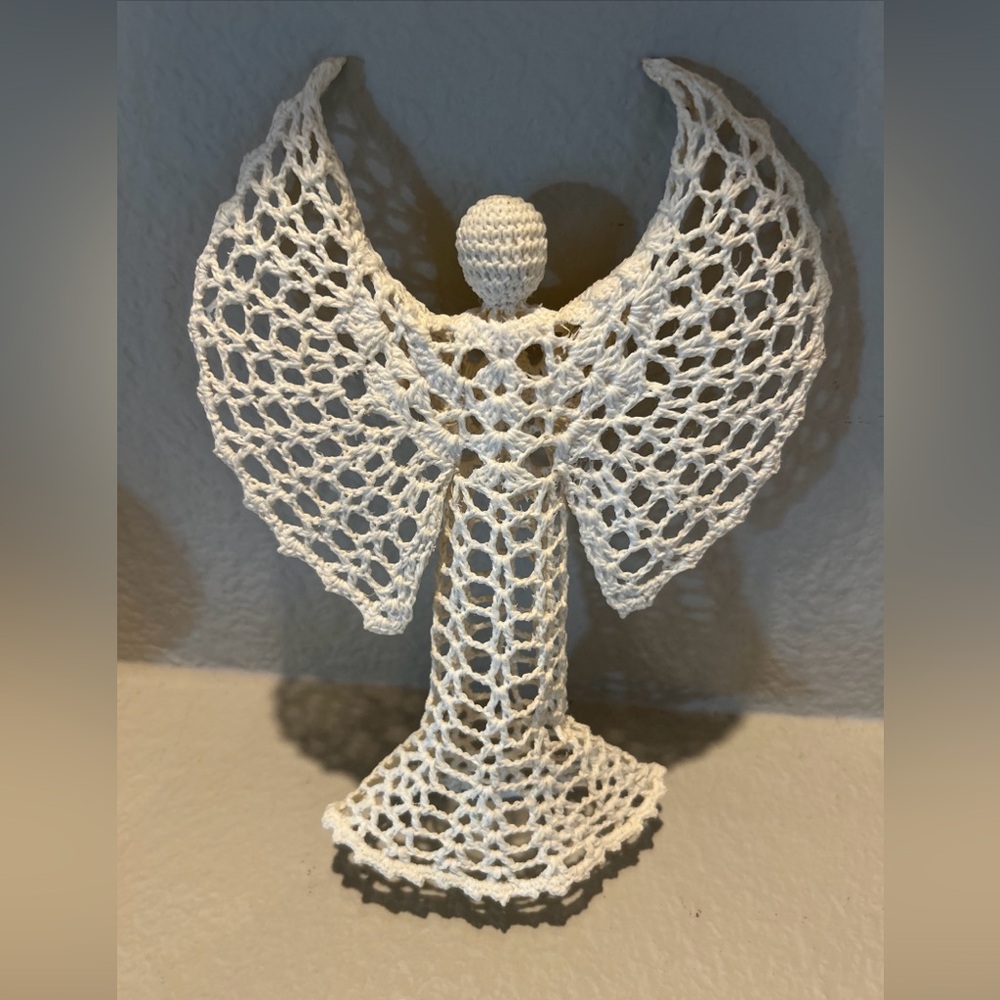 White Crochet & Starched Angel 10”